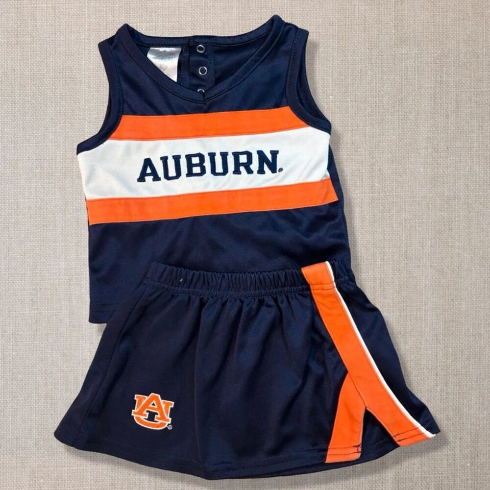 Auburn Tigers Baby 12M Cheerleader Outfit Top Skirt Set NCAA Navy Orange